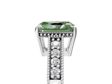 White gold Fancy Green Radiant  Solitaire Pavé Diamond Milgrain Engagement Ring with Four-Prong Setting_8