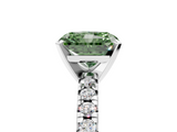 White gold Fancy Green Radiant  Solitaire Pave Diamond Engagement Ring with Four-Prong Setting_252