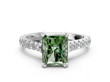 White gold Fancy Green Radiant  Solitaire Pave Diamond Engagement Ring with Prong Setting_20
