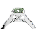 White gold Fancy Green Radiant  Solitaire Pave Diamond Engagement Ring with Prong Setting_24