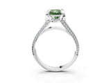 White gold Fancy Green Radiant  Solitaire Pave Split Shank Ring with Four-Prong Setting_143