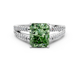 White gold Fancy Green Radiant  Solitaire Split Shank Pavé Diamond Engagement Ring_371