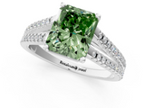 White gold Fancy Green Radiant  Solitaire Split Shank Pavé Diamond Engagement Ring_372