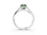 White gold Fancy Green Radiant  Solitaire Split Shank Pavé Diamond Engagement Ring_374