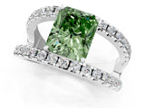 White gold Fancy Green Radiant  Solitaire Split Shank Pave Diamond Ring_50