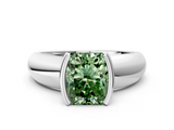White gold Fancy Green Radiant  Solitaire Tension Set Diamond Ring with Wide Band_37