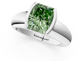 White gold Fancy Green Radiant  Solitaire Tension Set Diamond Ring with Wide Band_38