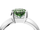 White gold Fancy Green Radiant  Solitaire Tension Set Diamond Ring with Wide Band_41