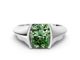 White gold Fancy Green Radiant  Solitaire Tension Set Diamond Ring_20
