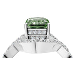 White gold Fancy Green Radiant  Solitaire Twist Band Pavé Diamond Engagement Ring_73