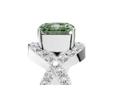 White gold Fancy Green Radiant  Solitaire Twist Band Pavé Diamond Engagement Ring_74