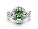 White gold Fancy Green Radiant  Solitaire Twist Band Pavé Diamond Engagement Ring_77