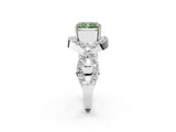 White gold Fancy Green Radiant  Solitaire Twist Band Pavé Diamond Engagement Ring_79