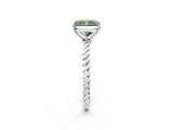 White gold Fancy Green Radiant  Solitaire Twist Band Ring with Four-Prong Setting_14