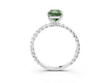 White gold Fancy Green Radiant  Solitaire Twist Band Ring with Four-Prong Setting_15