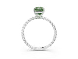 White gold Fancy Green Radiant  Solitaire Twist Band Ring with Four-Prong Setting_155