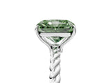 White gold Fancy Green Radiant  Solitaire Twist Band Ring with Four-Prong Setting_18