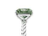 White gold Fancy Green Radiant  Solitaire Twist Band Ring with Four-Prong Setting_29
