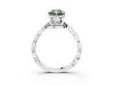 White gold Fancy Green Radiant  Solitaire Twist Band with Leaf Prong Setting 3