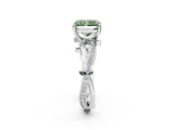 White gold Fancy Green Radiant  Solitaire Twist Band with Pavé Accents and Four-Prong Setting_22