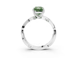 White gold Fancy Green Radiant  Solitaire Twist Band with Pavé Accents and Four-Prong Setting_23