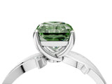 White gold Fancy Green Radiant  Solitaire Twist Band with Pavé Accents and Four-Prong Setting_24