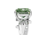 White gold Fancy Green Radiant  Solitaire Twist Band with Pavé Accents and Four-Prong Setting_25