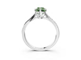 White gold Fancy Green Radiant  Solitaire Twist Band with Pavé Diamonds and Four-Prong Setting_68