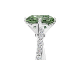 White gold Fancy Green Radiant  Solitaire Twist Band with Pavé Diamonds and Four-Prong Setting_70