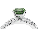 White gold Fancy Green Radiant  Solitaire Twist Band with Pavé Setting and Four-Prong Setting_61
