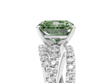White gold Fancy Green Radiant  Solitaire Twist Band with Pavé Setting and Four-Prong Setting_66