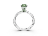 White gold Fancy Green Radiant  Solitaire Twist Band with Pave Prong Setting_55