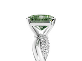 White gold Fancy Green Radiant  Solitaire Twist Band with Pave Prong Setting_57