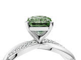 White gold Fancy Green Radiant  Solitaire Twist Band with Pave Prong Setting_61