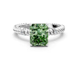 White gold Fancy Green Radiant  Solitaire Twisted Band Prong Set Engagement Ring_61