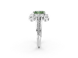 White gold Fancy Green Radiant  Solitaire Twisted Band Scroll Prong Ring_5