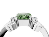 White gold Fancy Green Radiant  Solitaire Twisted Band Scroll Prong Ring_7