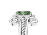 White gold Fancy Green Radiant  Solitaire Twisted Band Scroll Prong Ring_8