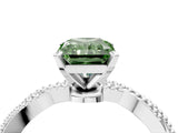 White gold Fancy Green Radiant  Solitaire Twisted Band with Bead Prong Setting_358