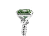 White gold Fancy Green Radiant  Solitaire Twisted Band with Bead Prong Setting_359