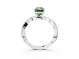 White gold Fancy Green Radiant  Solitaire Twisted Band with Bead Prong Setting_359