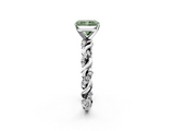 White gold Fancy Green Radiant  Solitaire Twisted Band with Pavé Accents and Four-Prong Setting_5
