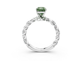 White gold Fancy Green Radiant  Solitaire Twisted Band with Pavé Accents and Four-Prong Setting_6