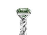 White gold Fancy Green Radiant  Solitaire Twisted Band with Pavé Accents and Four-Prong Setting_8