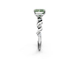 White gold Fancy Green Radiant  Solitaire Twisted Band with Prong Setting 2