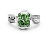 White gold Fancy Green Radiant  Solitaire Twisted Band with Prong Setting_3
