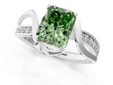 White gold Fancy Green Radiant  Solitaire Twisted Band with Prong Setting_4