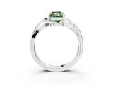 White gold Fancy Green Radiant  Solitaire Twisted Band with Prong Setting_6