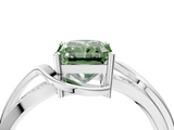 White gold Fancy Green Radiant  Solitaire Twisted Band with Prong Setting_7