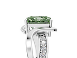 White gold Fancy Green Radiant  Solitaire Twisted Band with Prong Setting_8